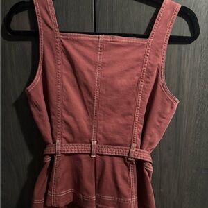 White House Black Market Rust-Pink Sleeveless Tank with Belt Stitching